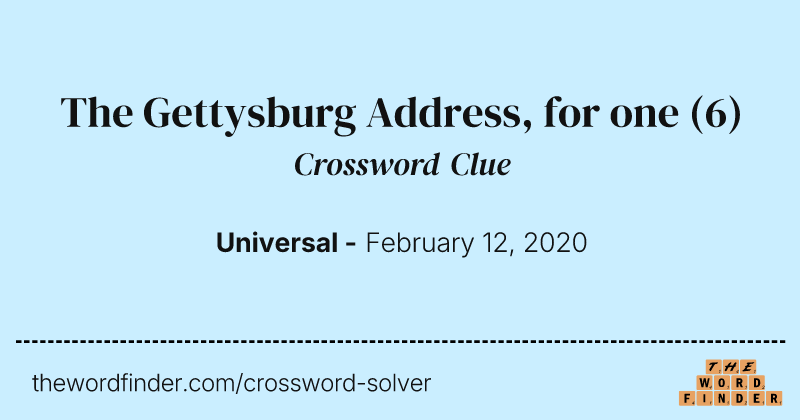 The Gettysburg Address, for one crossword clue image