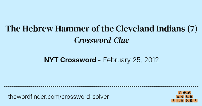 The Hebrew Hammer of the Cleveland Indians crossword clue image