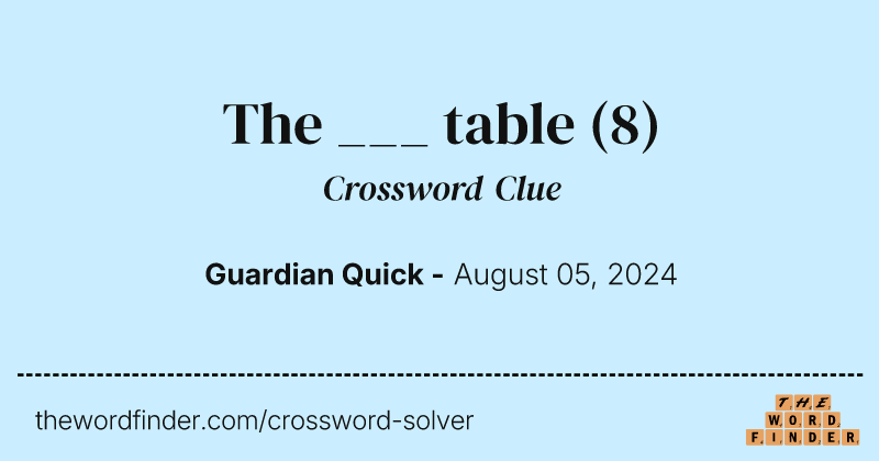 The ___ table crossword clue image