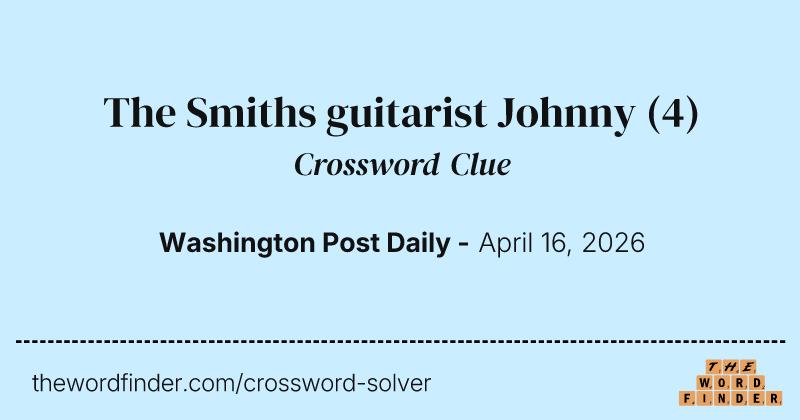 The Smiths guitarist Johnny crossword clue image