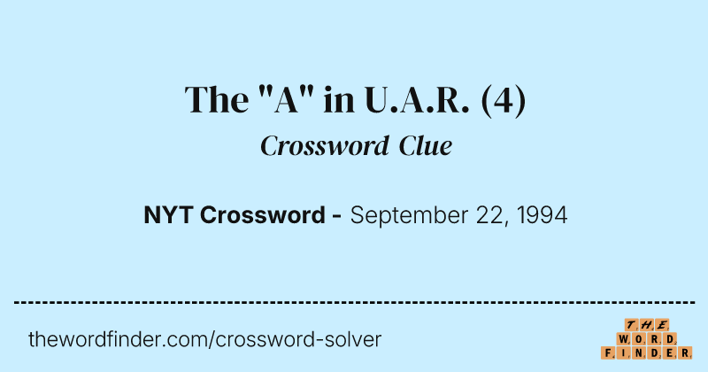 The "A" in U.A.R. crossword clue image