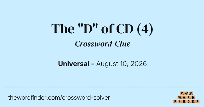 The "D" of CD crossword clue image