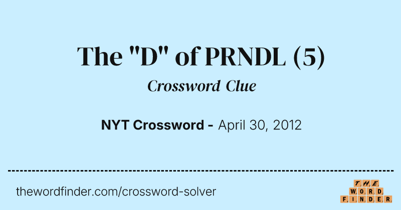 The "D" of PRNDL crossword clue image