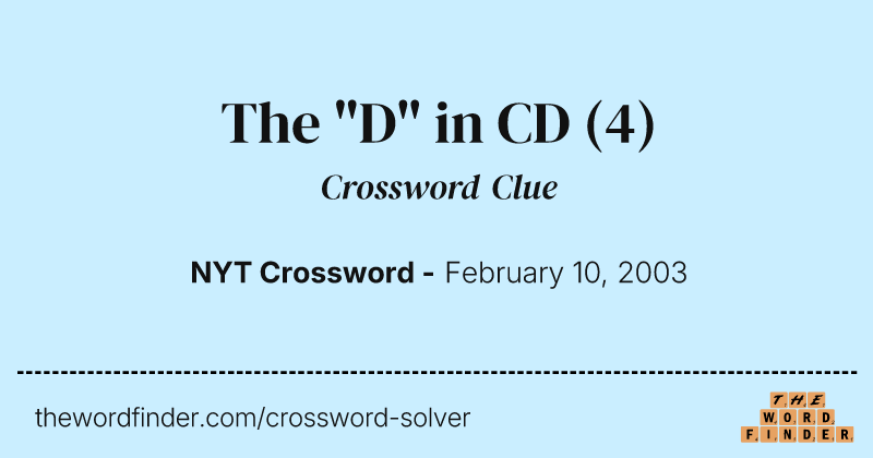 The "D" in CD crossword clue image
