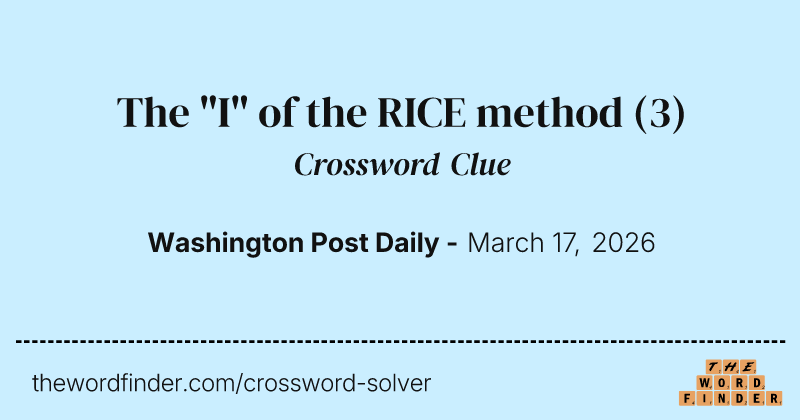 The "I" of the RICE method crossword clue image