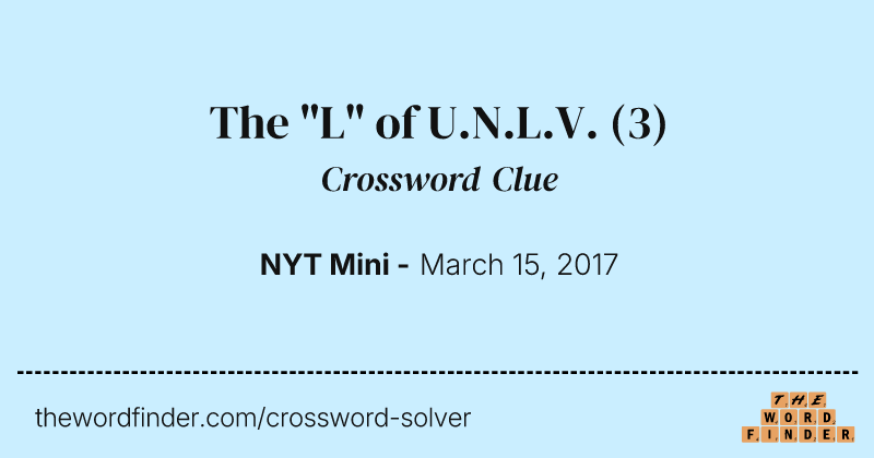 The "L" of U.N.L.V. crossword clue image