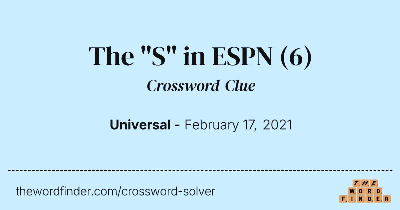 The "S" in ESPN crossword clue image