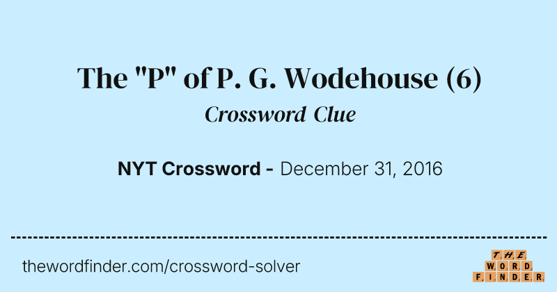 The "P" of P. G. Wodehouse crossword clue image