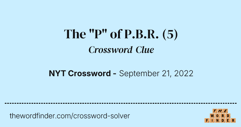 The "P" of P.B.R. crossword clue image