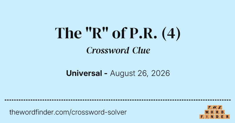 The "R" of P.R. crossword clue image