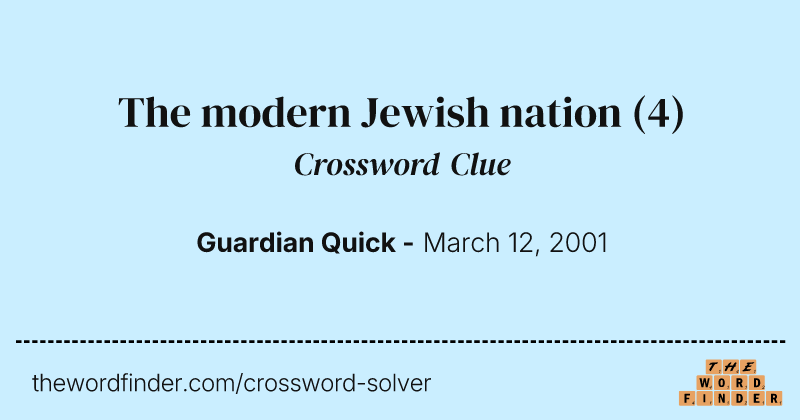 The modern Jewish nation crossword clue image