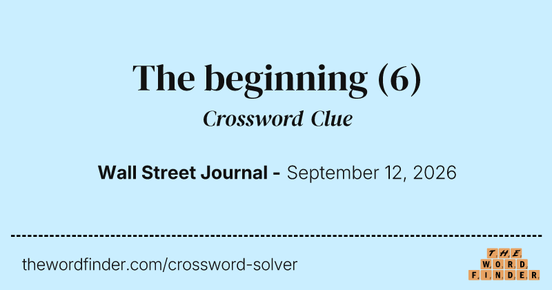 The beginning crossword clue image
