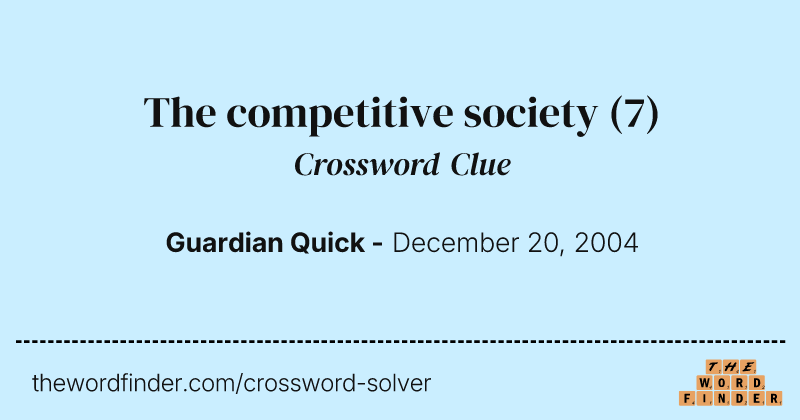 The competitive society crossword clue image