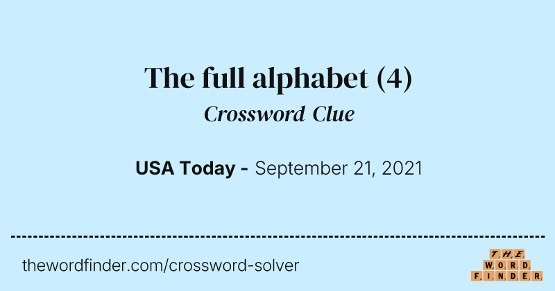 The full alphabet crossword clue image