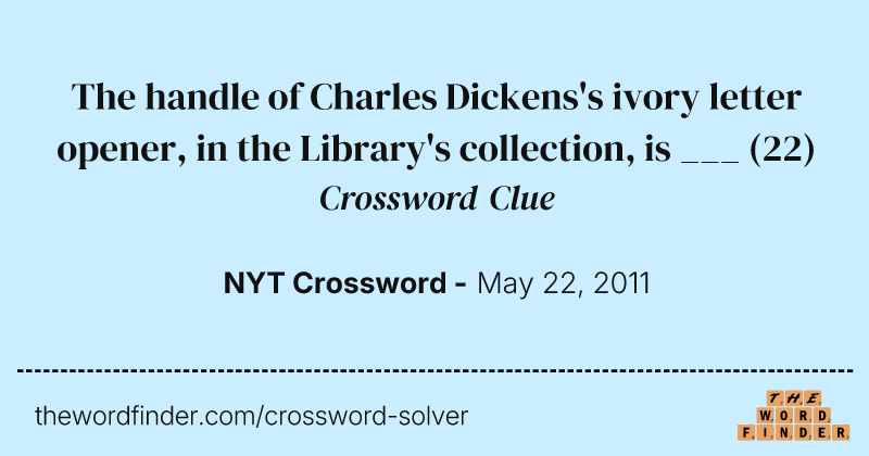 The handle of Charles Dickens's ivory letter opener, in the Library's collection, is ___ crossword clue image