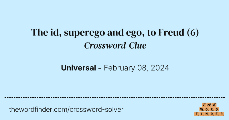 The id, superego and ego, to Freud crossword clue image