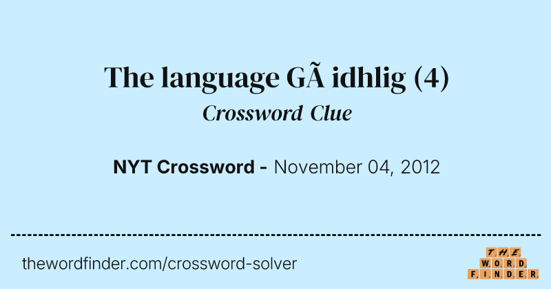 The language Gàidhlig crossword clue image