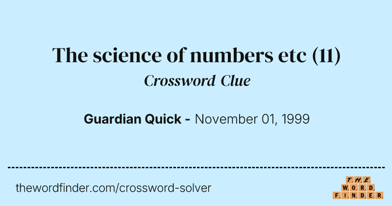 The science of numbers etc crossword clue image