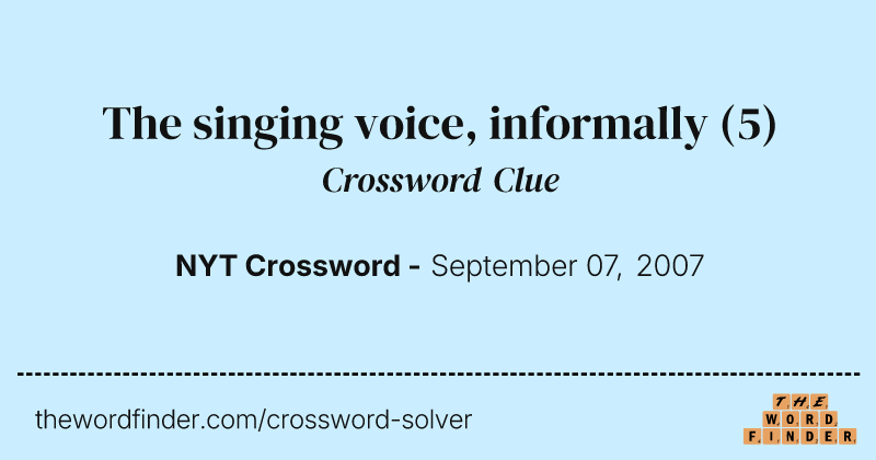 The singing voice, informally crossword clue image