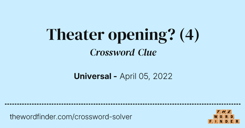 Theater opening? crossword clue image