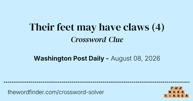Their feet may have claws crossword clue image