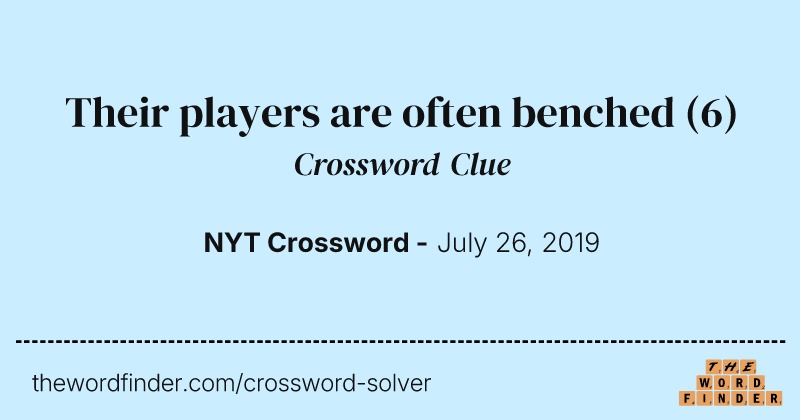 Their players are often benched crossword clue image