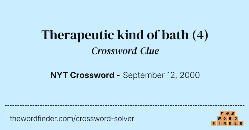 Therapeutic kind of bath crossword clue image