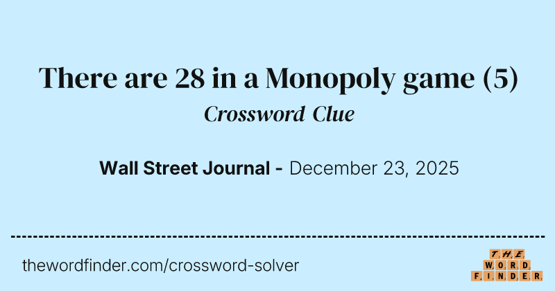There are 28 in a Monopoly game crossword clue image