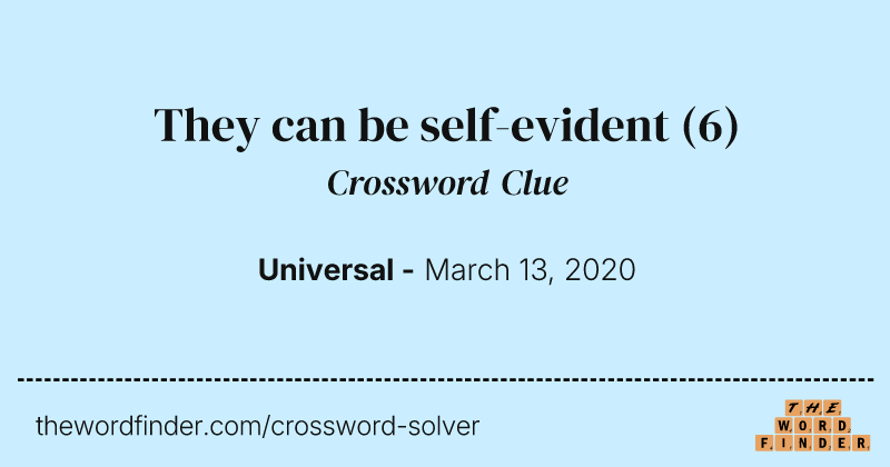They can be self-evident crossword clue image