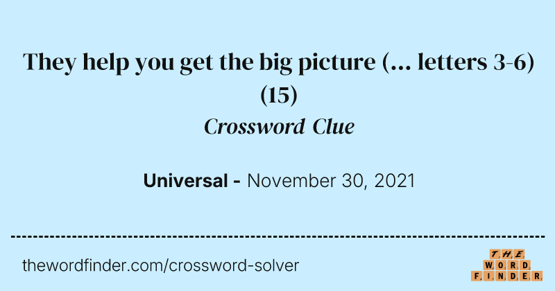 They help you get the big picture (... letters 3-6) crossword clue image