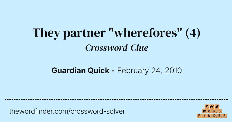 They partner "wherefores" crossword clue image