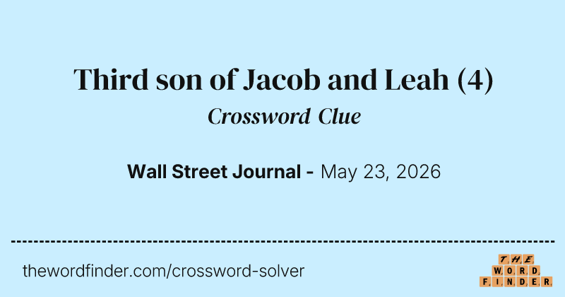 Third son of Jacob and Leah crossword clue image
