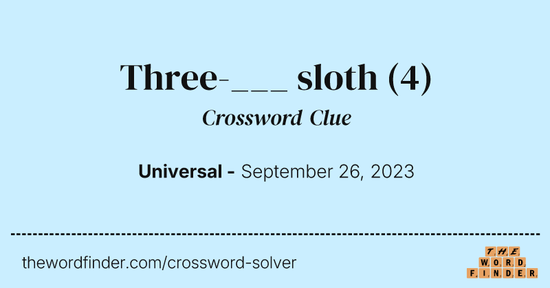 Three-___ sloth crossword clue image