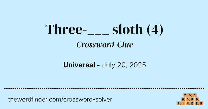 Three-___ sloth crossword clue image