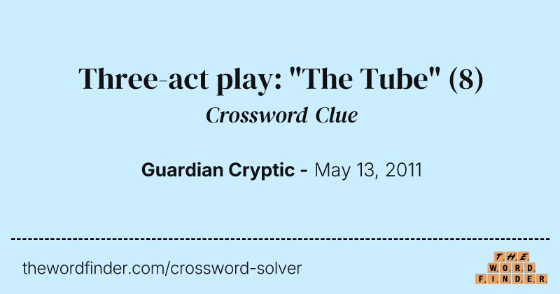 Three-act play: "The Tube" crossword clue image