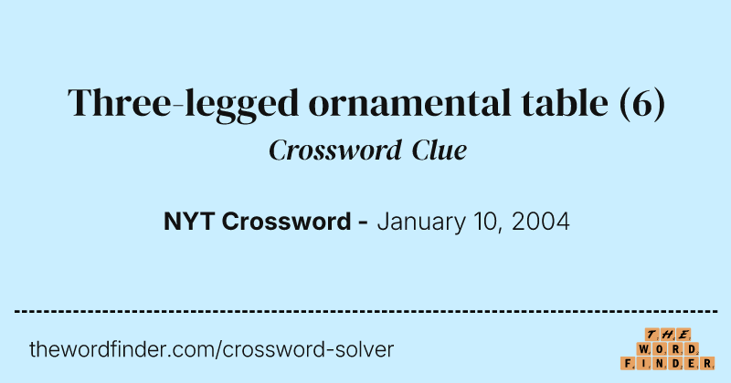 Three-legged ornamental table crossword clue image
