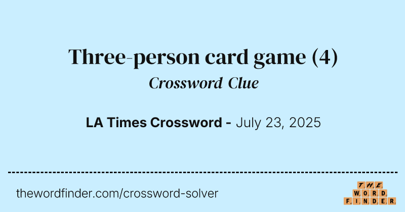 Three-person card game crossword clue image