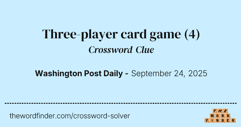 Three-player card game crossword clue image