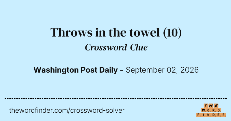 Throws in the towel crossword clue image