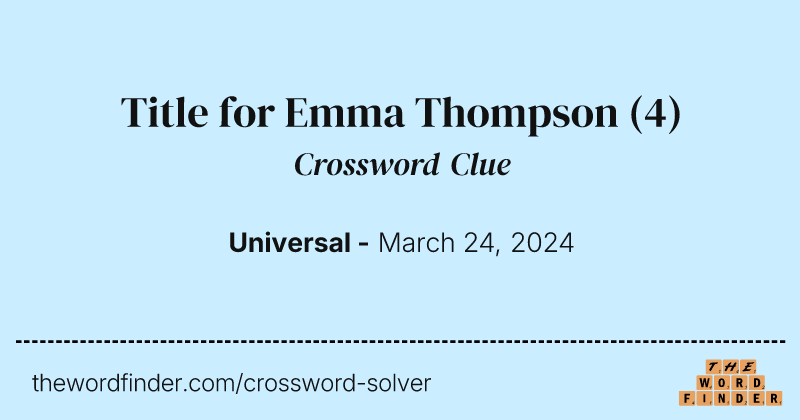 Title for Emma Thompson crossword clue image