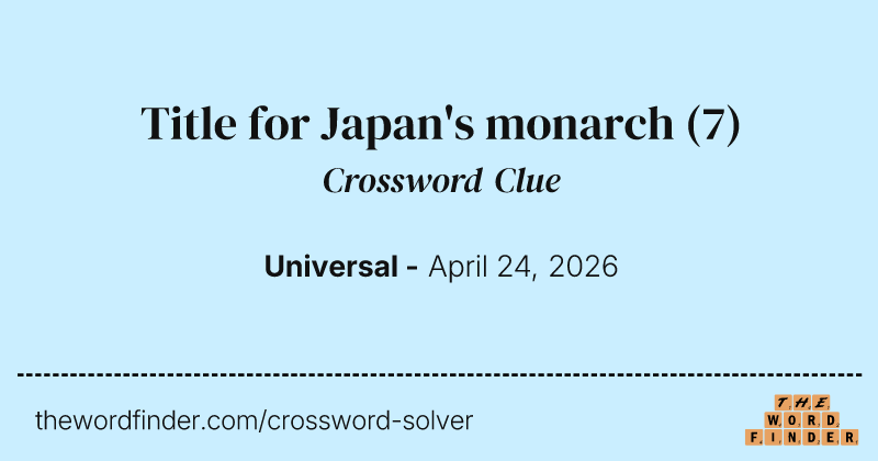 Title for Japan's monarch crossword clue image