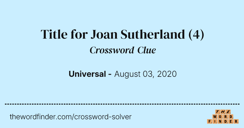 Title for Joan Sutherland crossword clue image