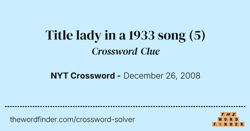 Title lady in a 1933 song crossword clue image