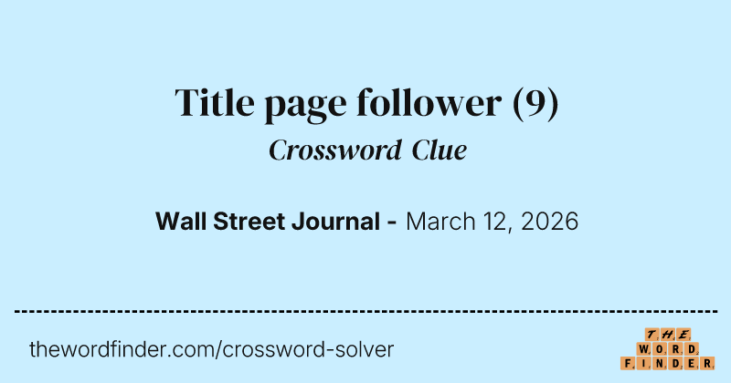Title page follower crossword clue image