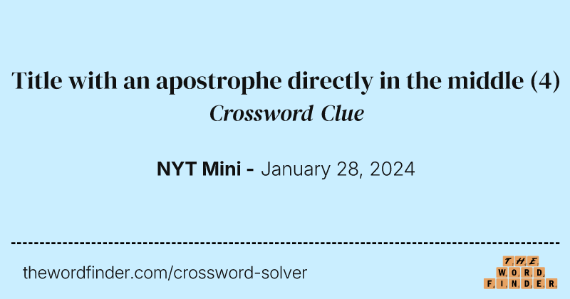 Title with an apostrophe directly in the middle crossword clue image