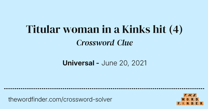 Titular woman in a Kinks hit crossword clue image