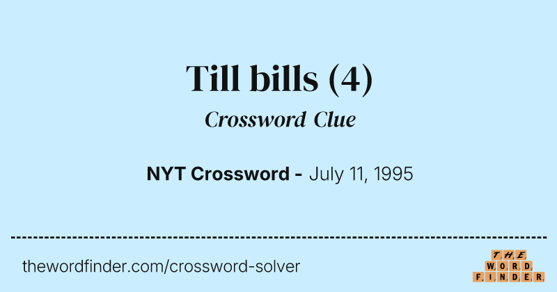 Till bills crossword clue image