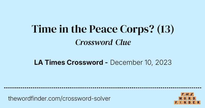 Time in the Peace Corps? crossword clue image