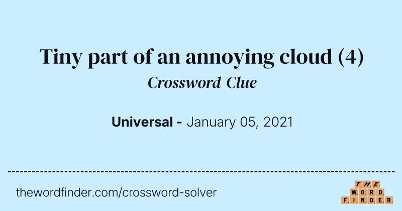 Tiny part of an annoying cloud crossword clue image