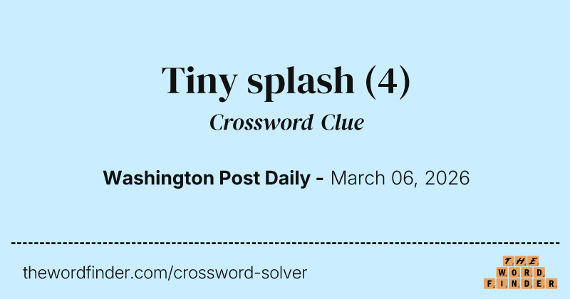 Tiny splash crossword clue image